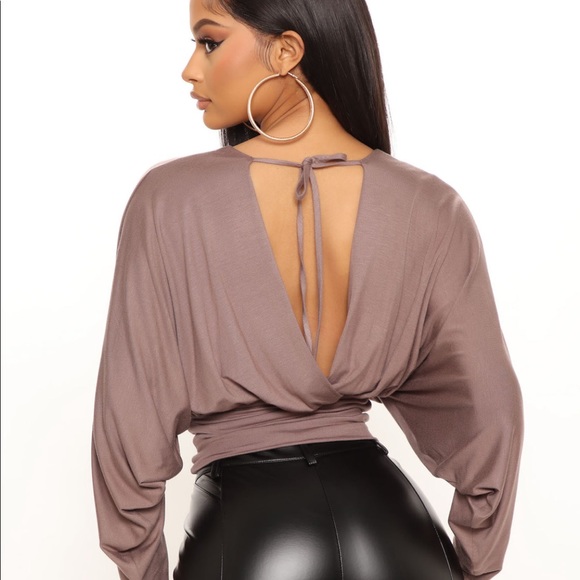 Meet Me There Surplice Top- Mocha - Picture 2 of 6